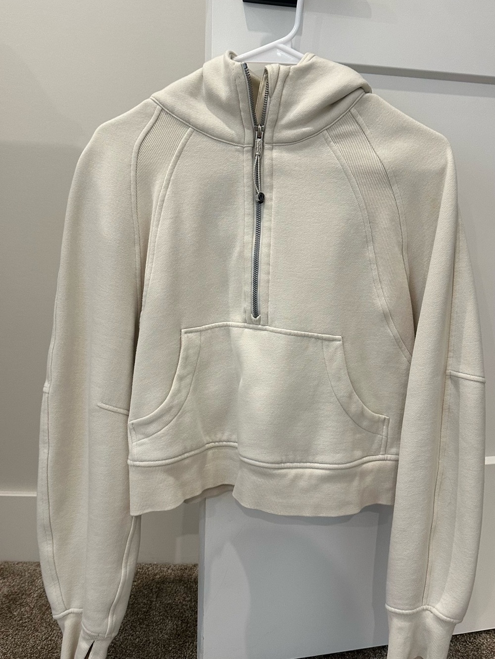 Lululemon women’s Cream Half-Zip Hooded Sweatshirt